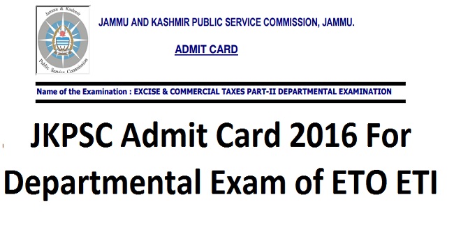 JKPSC Admit Card 2016