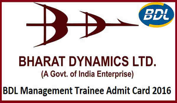BDL Management Trainee Admit Card 2016