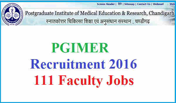 PGIMER Recruitment 2016 PGIMER Recruitment 2016