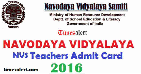 NVS Chandigarh Admit Card 2016 NVS Chandigarh Admit Card 2016