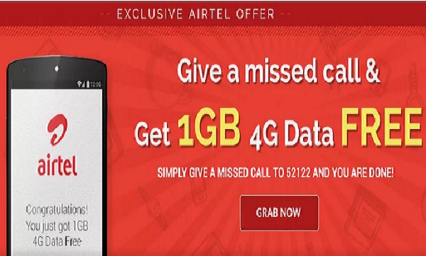 Airtel Free 1GB 4G Internet Data With A Missed Call