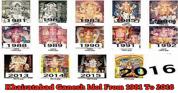 Khairatabad Ganesh idol 1981 to 2016