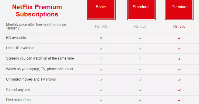 Netflix Premium Subscriptions