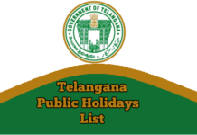 Telangana Public Holidays List