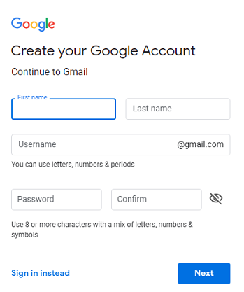 Create Gmail Account