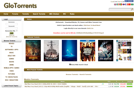 Glotorrents Proxy Screenshot