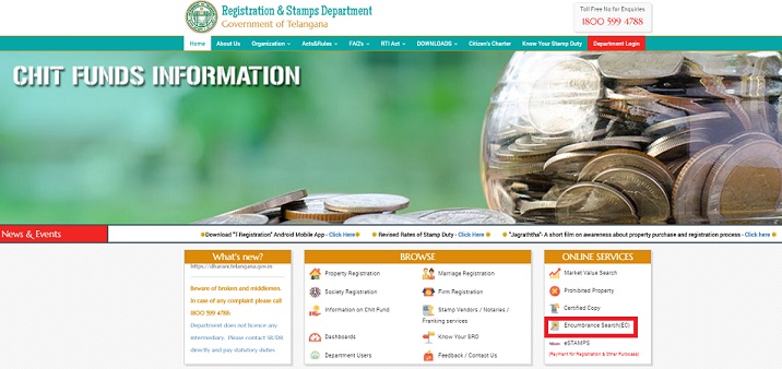 IGRS Telangana Online  Registration, Status Check | eEncumbrance Statement