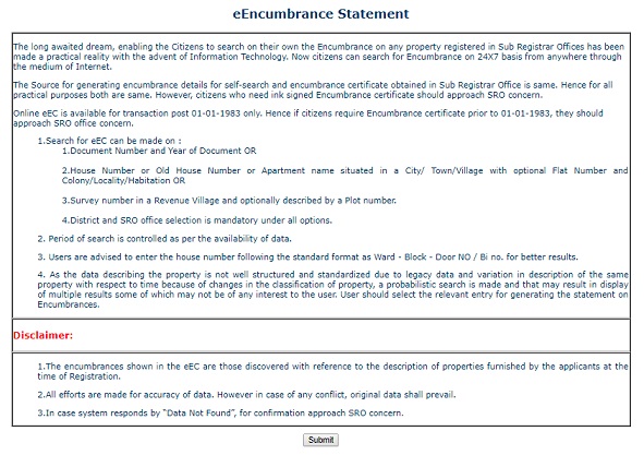 IGRS eEncumbrance Statement