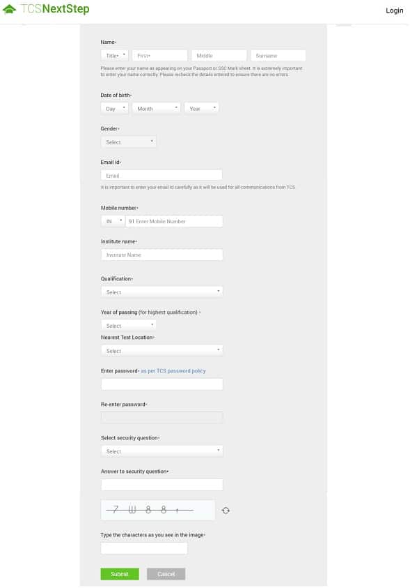 TCS NextStep Registration