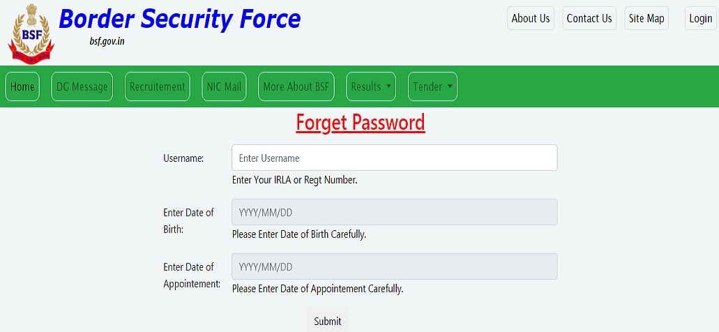 BSF Pay Slip Password