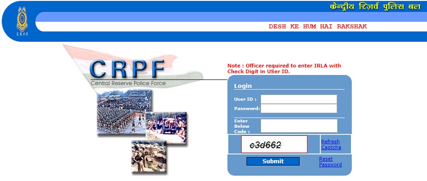 CRPF Pay slip Login