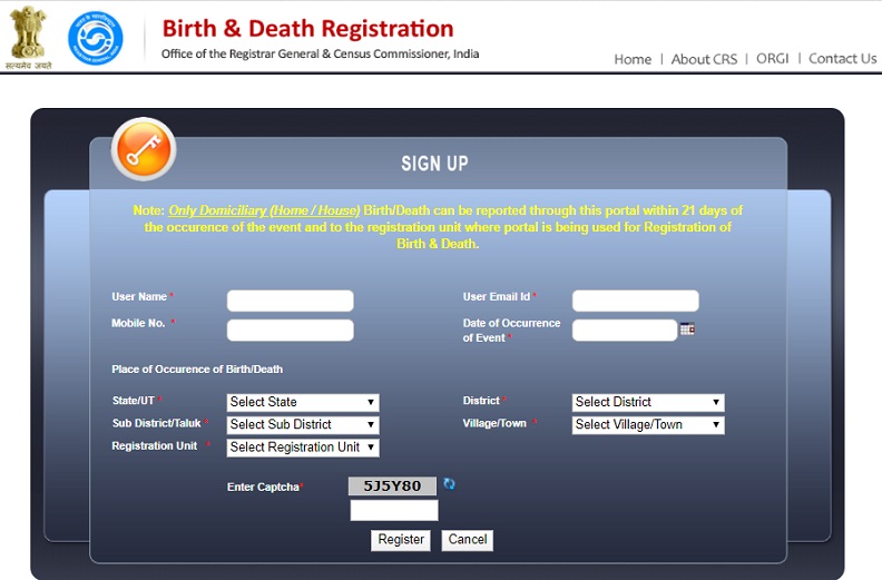 Date of Birth Certificate Registration