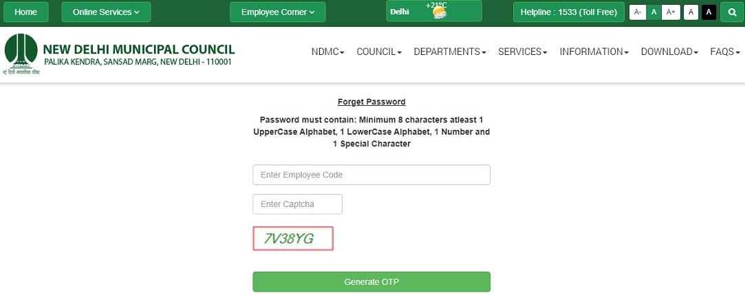 NDMC Payslip Password