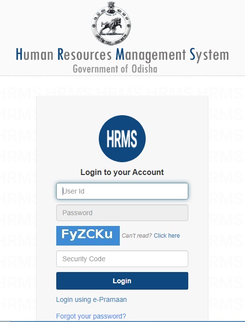 HRMS Odisha Login