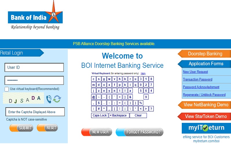 BOI Net Banking Login
