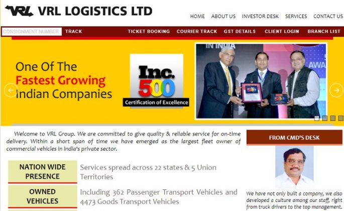 VRL Tracking VRL Logistics Tracking VRL Transport Tracking Status