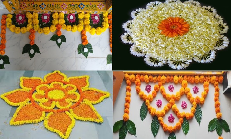 Simple Rangoli Designs With Flowers Easy Rangoli Flower Designs 8401