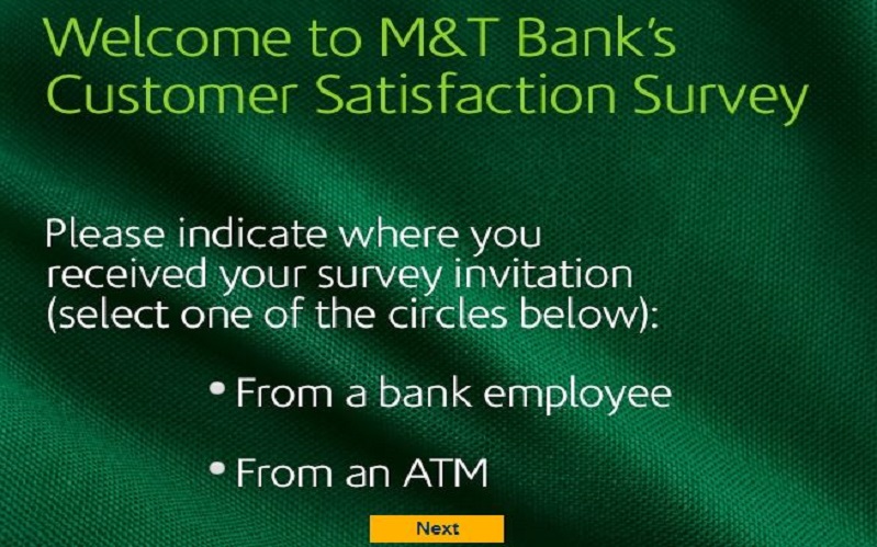 M&T Bank Online Survey Page