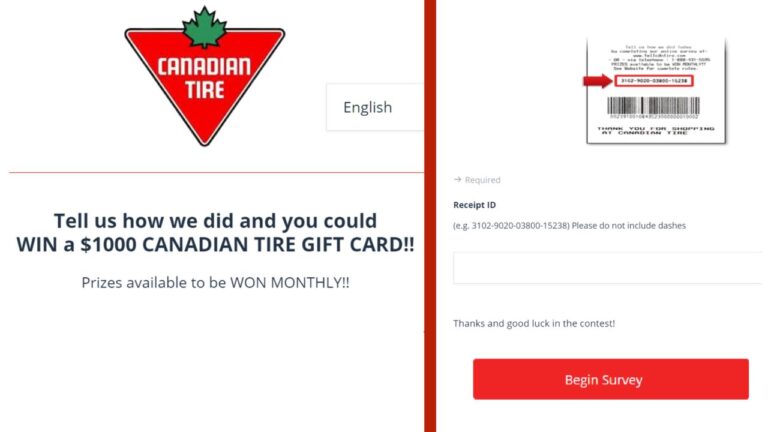 Canadian Tire Customer Satisfaction Survey 2023 www.tellcdntire.com win a $1,000 Gift Card